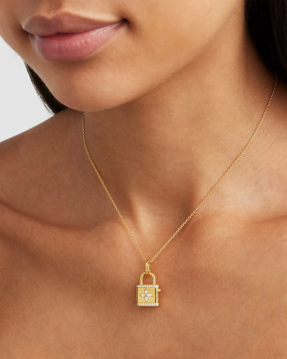 18k Gold Vermeil Bloom With You Lotus Padlock Pendant Bycharlotte