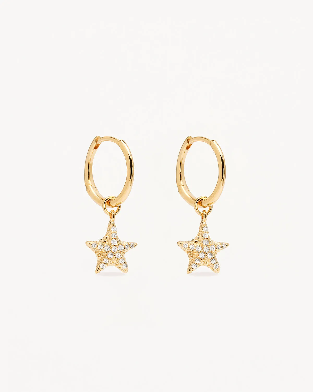 18k Gold Vermeil By the Sea Crystal Starfish Hoops Bycharlotte