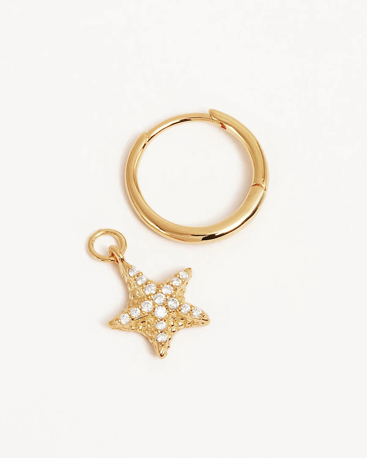 18k Gold Vermeil By the Sea Crystal Starfish Hoops Bycharlotte