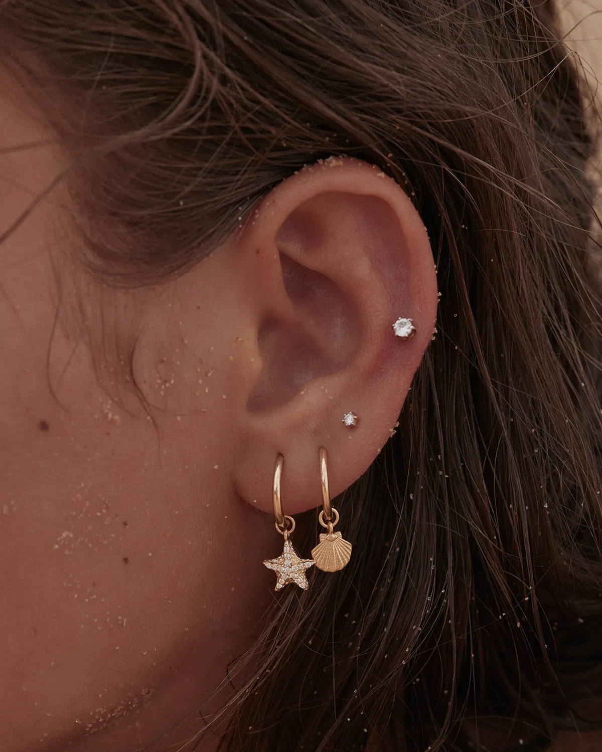 18k Gold Vermeil By the Sea Crystal Starfish Hoops Bycharlotte