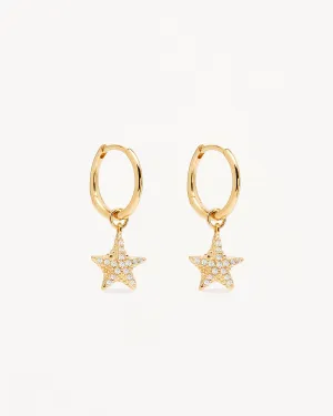 18k Gold Vermeil By the Sea Crystal Starfish Hoops Bycharlotte