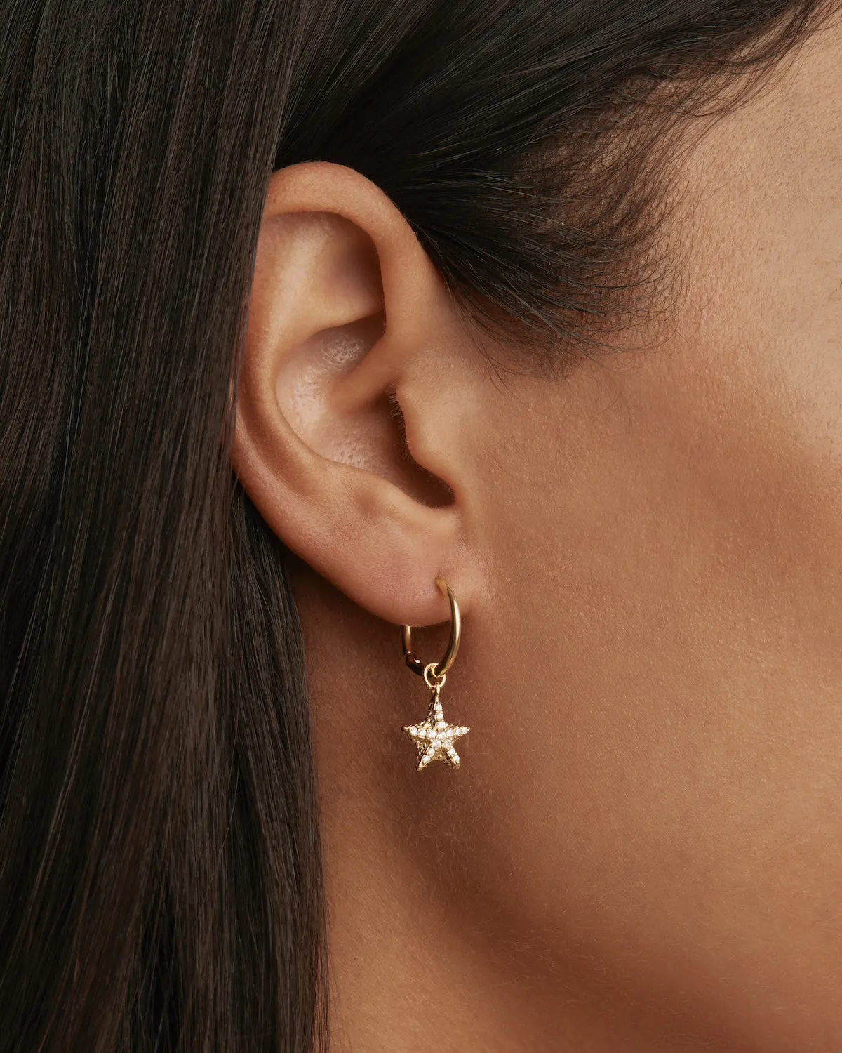 18k Gold Vermeil By the Sea Crystal Starfish Hoops Bycharlotte
