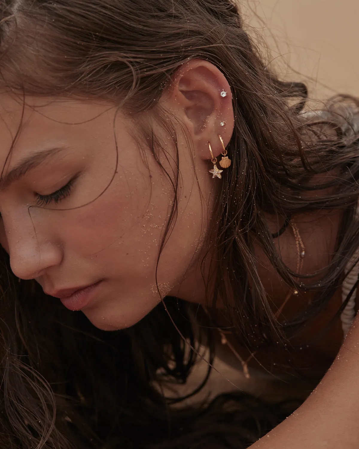 18k Gold Vermeil By the Shore Shell Hoops Bycharlotte