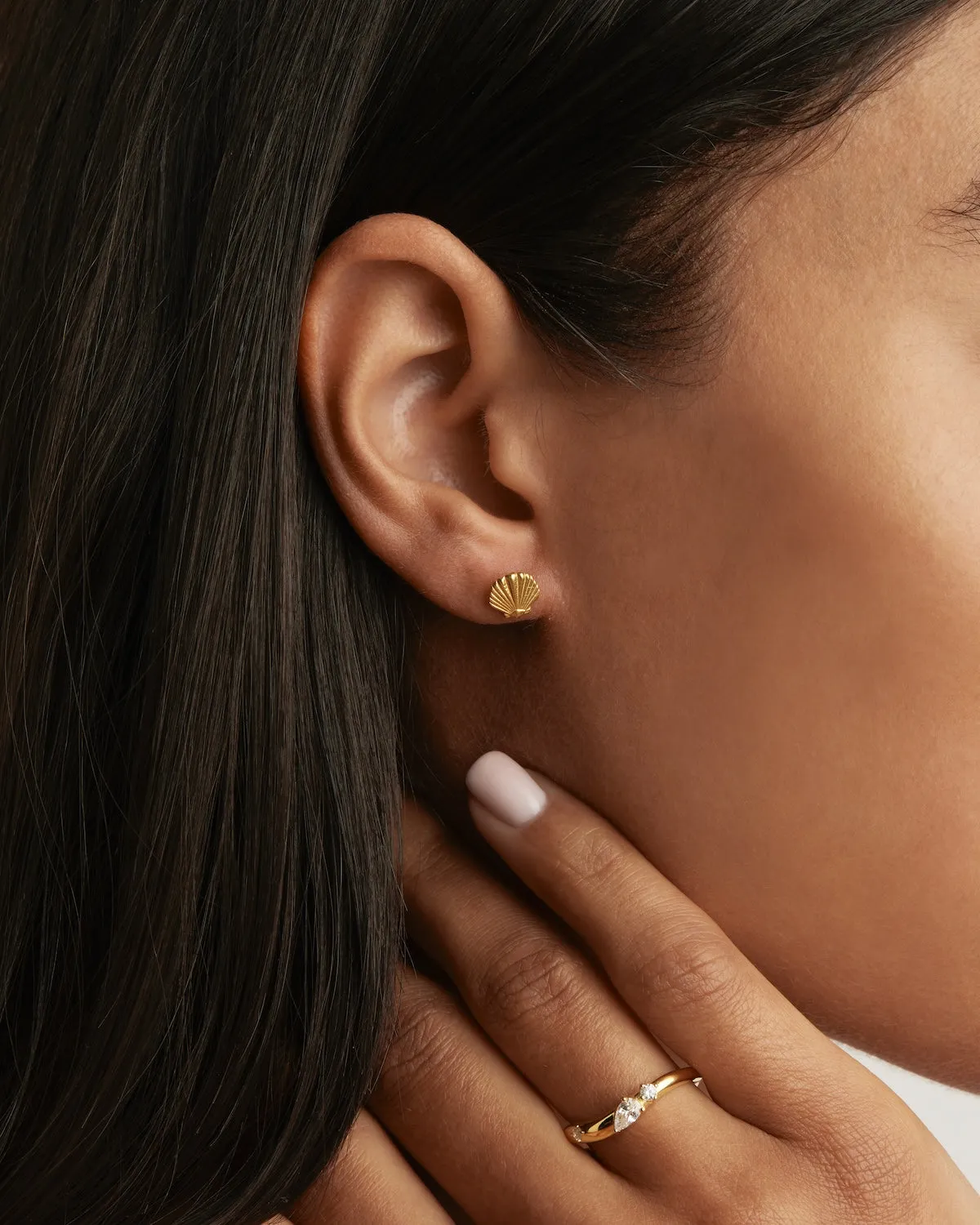18k Gold Vermeil By the Shore Shell Stud Earrings Bycharlotte
