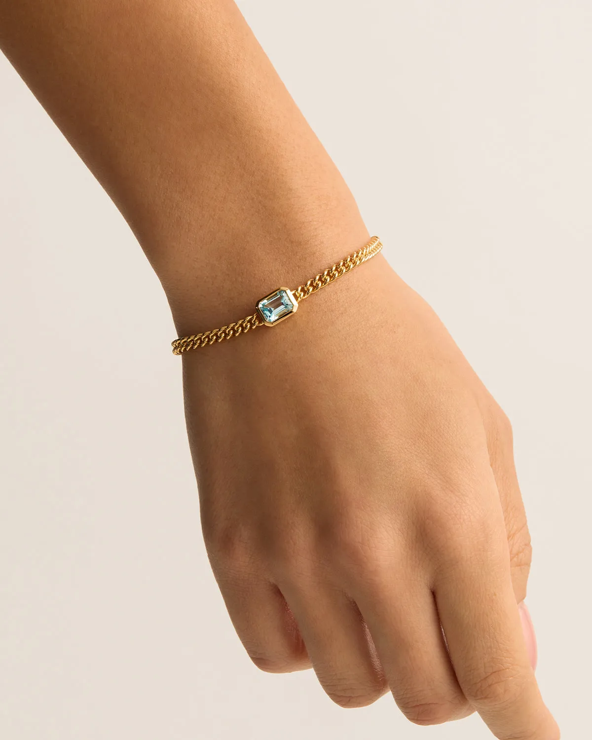 18k Gold Vermeil Calm Your Soul Topaz Curb Bracelet Bycharlotte