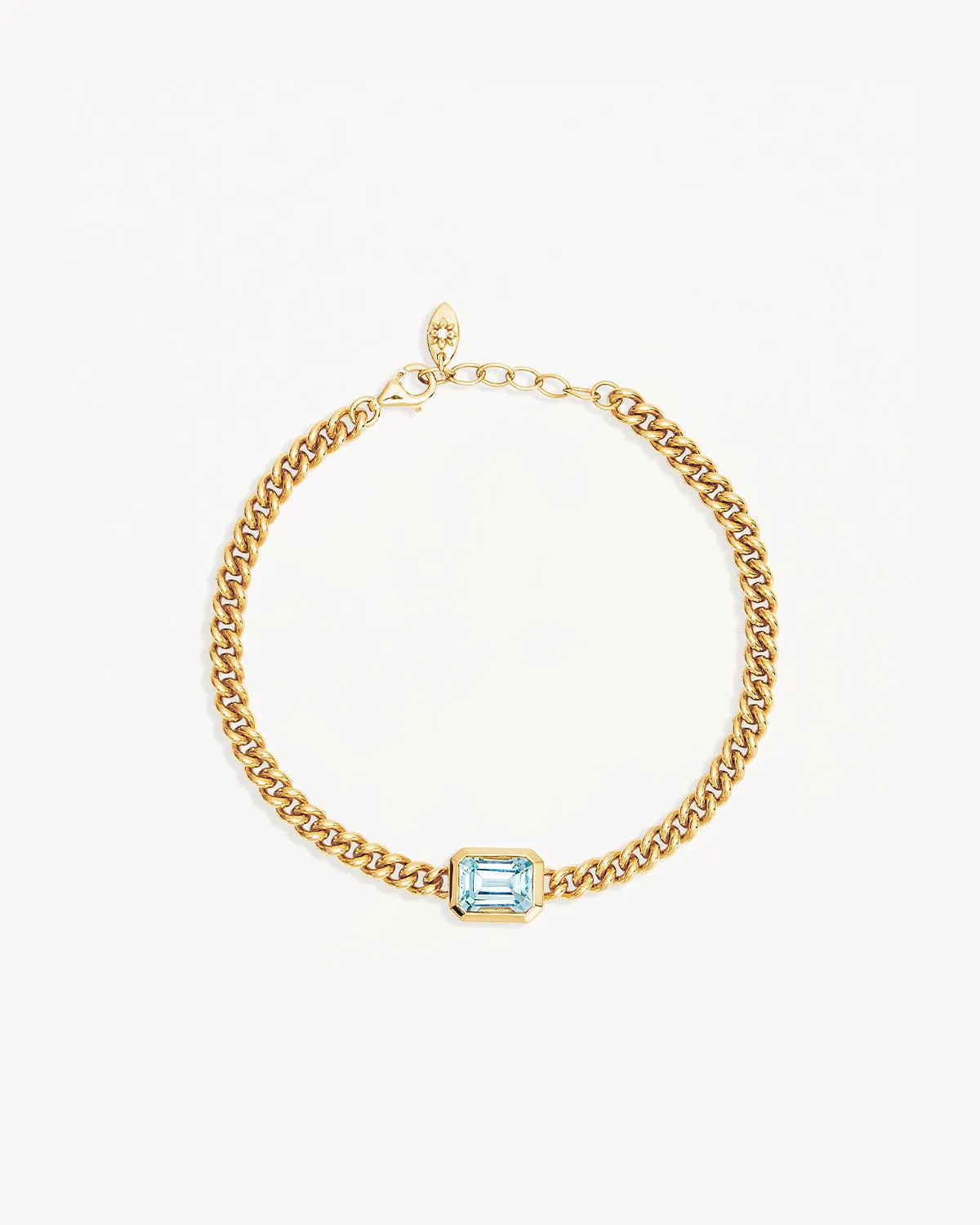 18k Gold Vermeil Calm Your Soul Topaz Curb Bracelet Bycharlotte