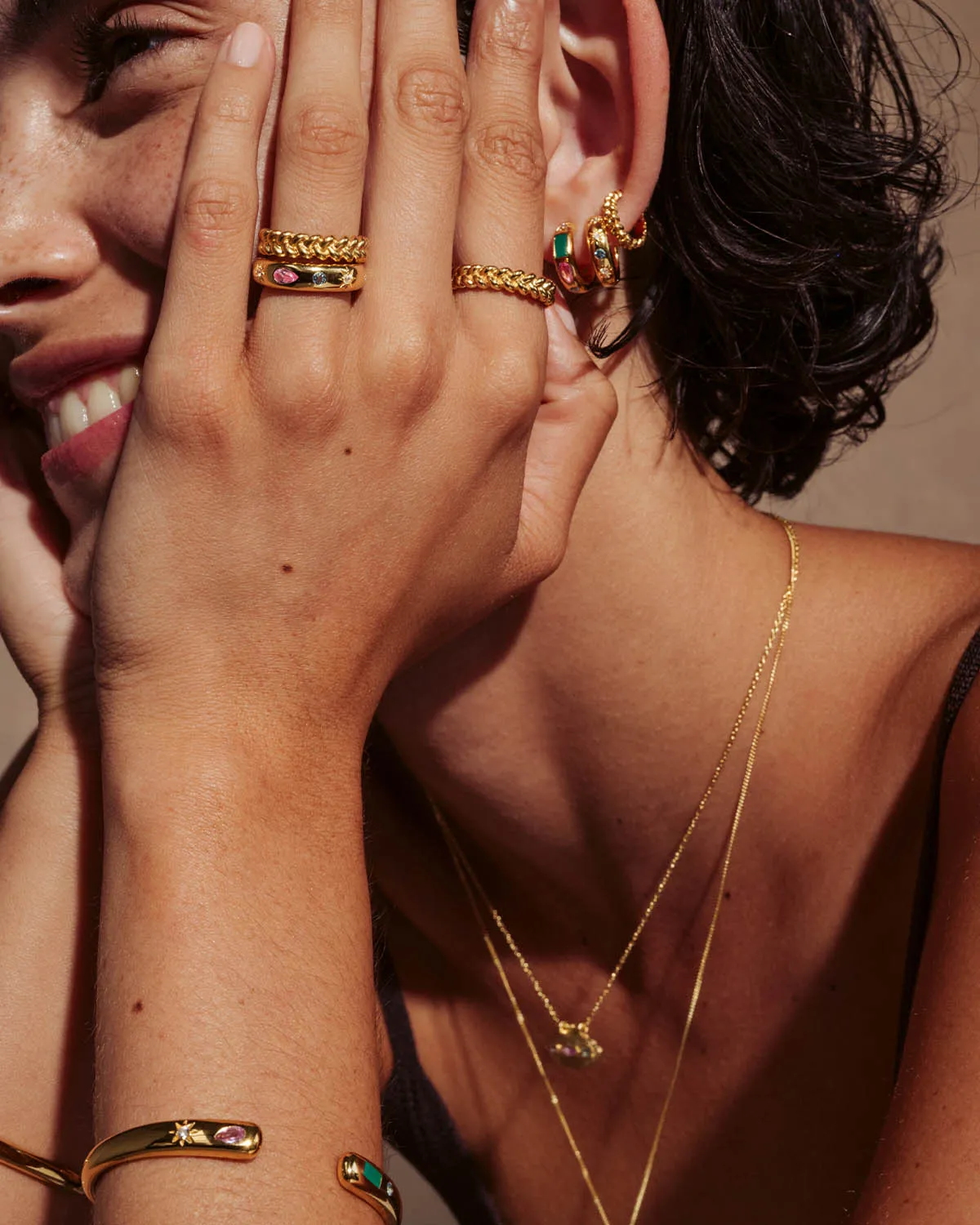 18k Gold Vermeil Connect to the Universe Hoops Bycharlotte