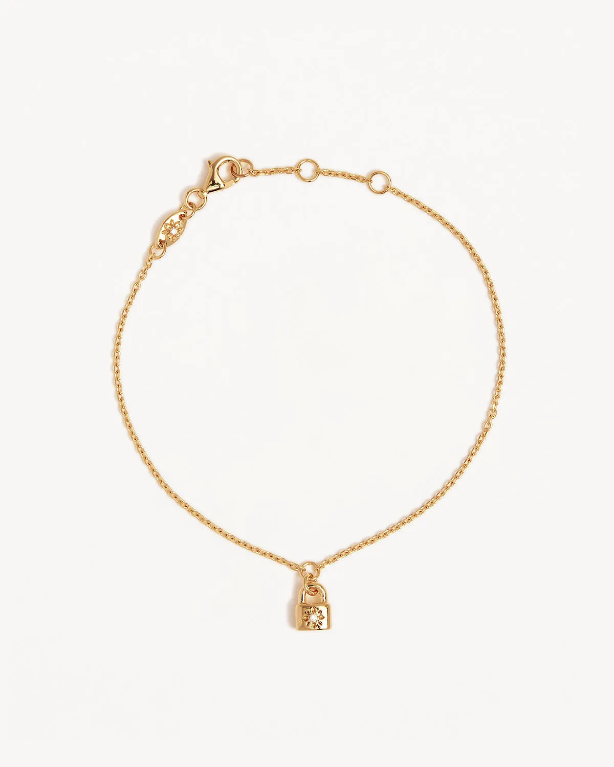 18k Gold Vermeil Crystal Lotus Padlock Bracelet Bycharlotte
