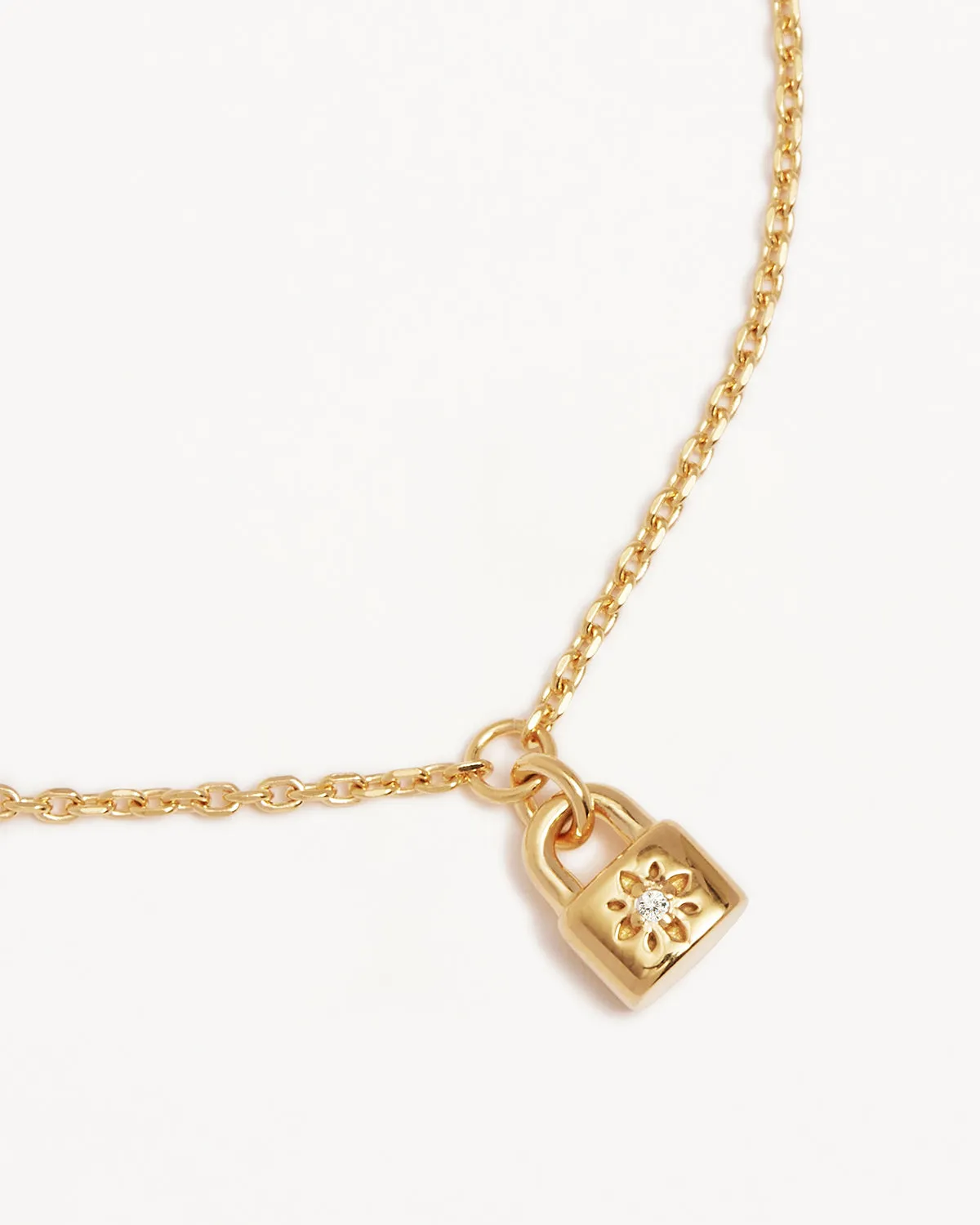 18k Gold Vermeil Crystal Lotus Padlock Bracelet Bycharlotte