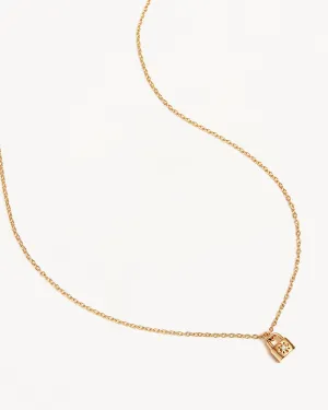 18k Gold Vermeil Crystal Lotus Padlock Necklace Bycharlotte