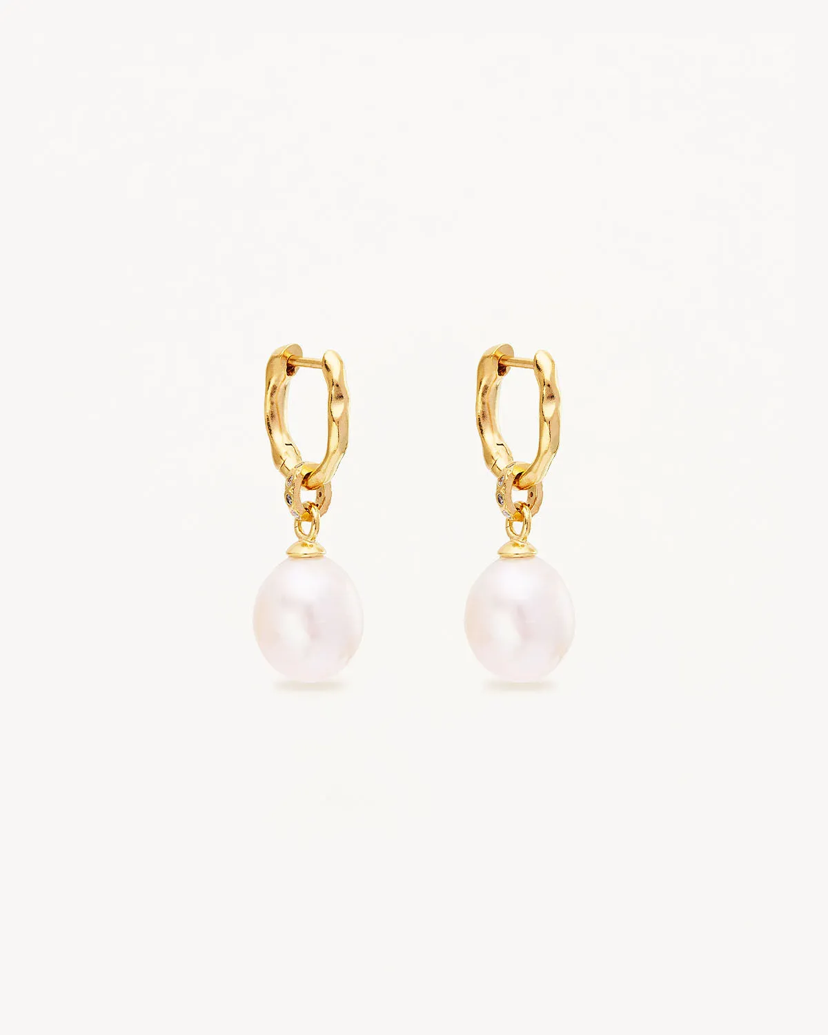 18k Gold Vermeil Embrace Stillness Pearl Hoops Bycharlotte