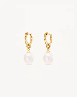 18k Gold Vermeil Embrace Stillness Pearl Hoops Bycharlotte