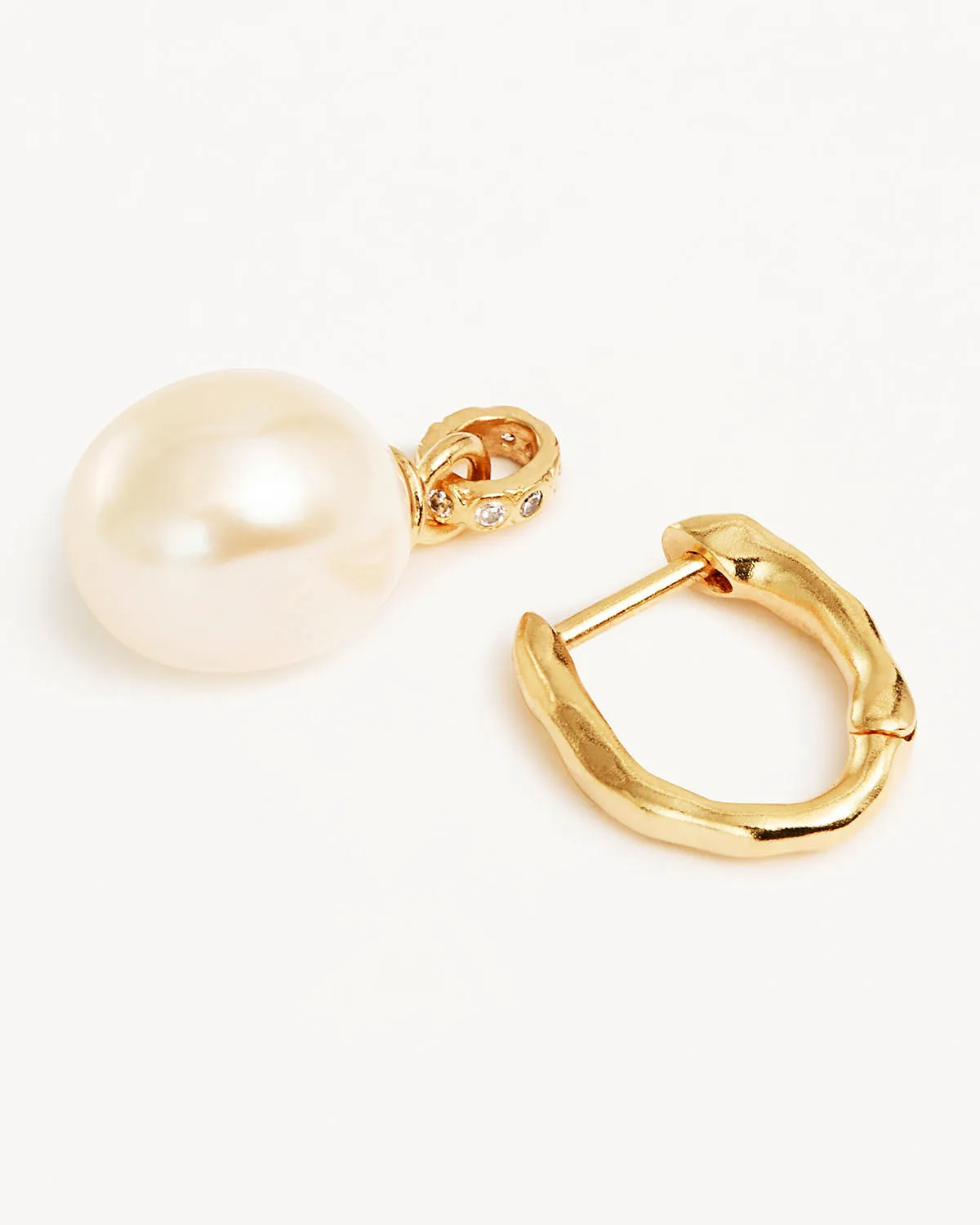 18k Gold Vermeil Embrace Stillness Pearl Hoops Bycharlotte