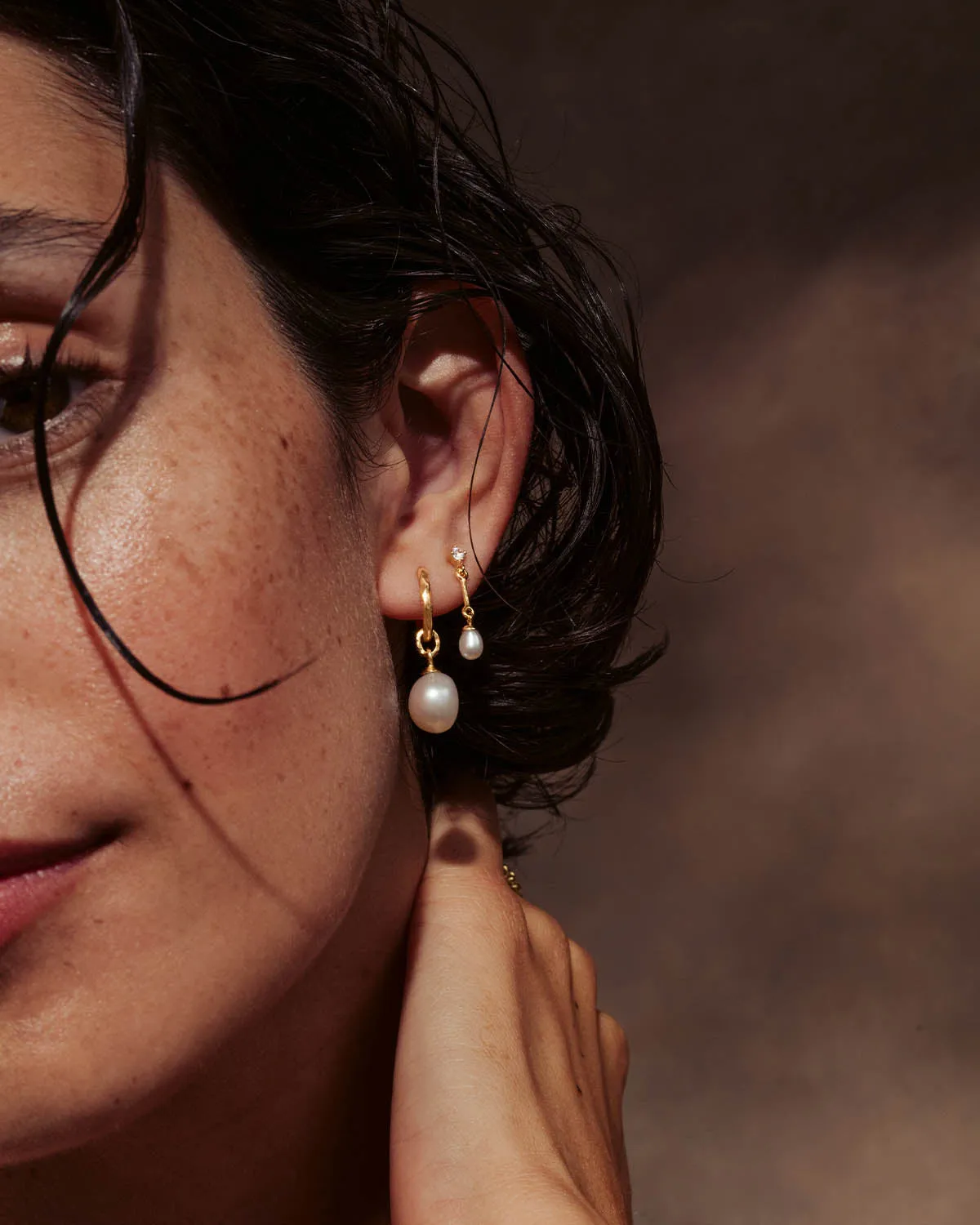 18k Gold Vermeil Embrace Stillness Pearl Hoops Bycharlotte