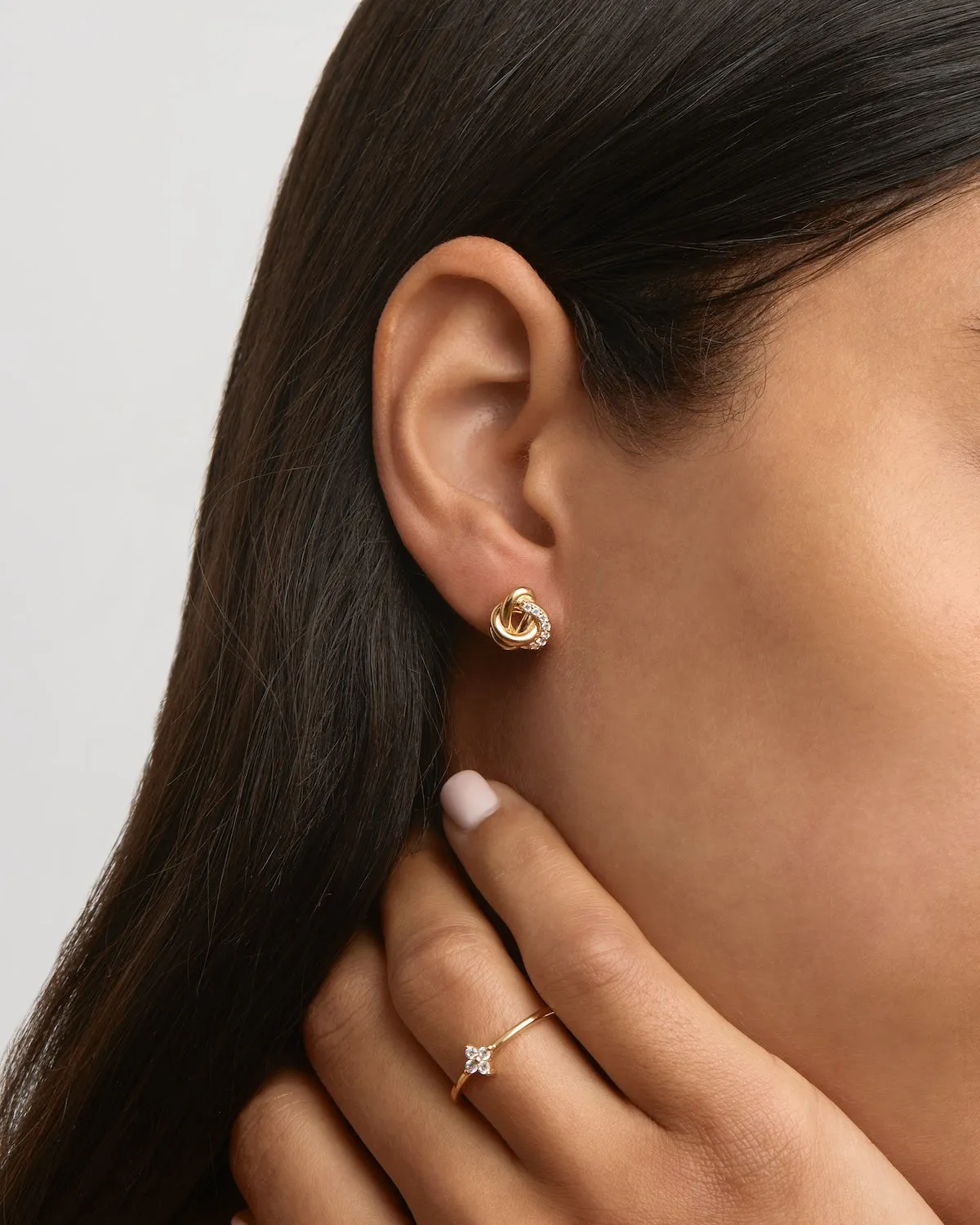 18k Gold Vermeil Endless Knot Lab-Grown Diamond Earrings Bycharlotte