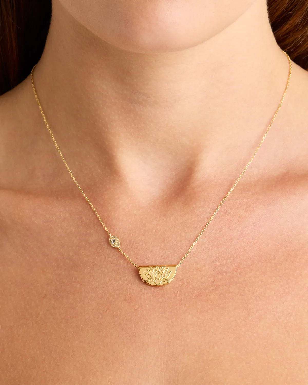 18k Gold Vermeil Eye of Peace Lotus Necklace Bycharlotte
