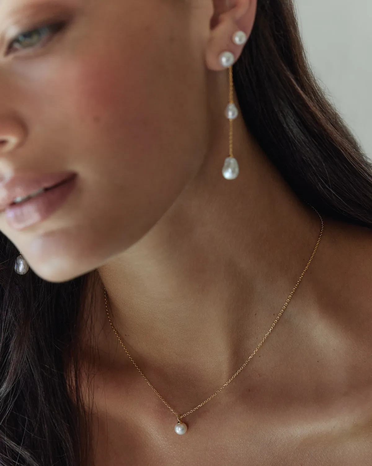 18k Gold Vermeil Floating On Air Pearl Necklace Bycharlotte