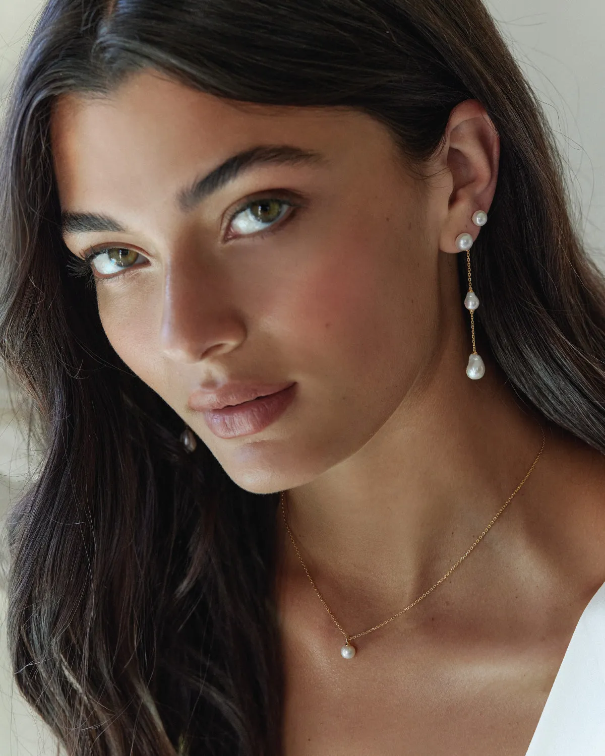 18k Gold Vermeil Floating On Air Pearl Necklace Bycharlotte