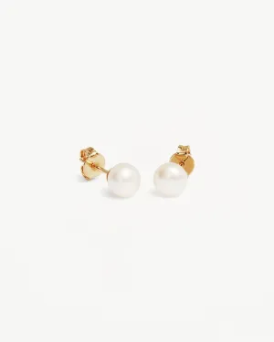 18k Gold Vermeil Floating On Air Pearl Stud Earrings - 6mm Bycharlotte