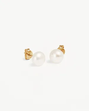 18k Gold Vermeil Floating On Air Pearl Stud Earrings - 8mm Bycharlotte