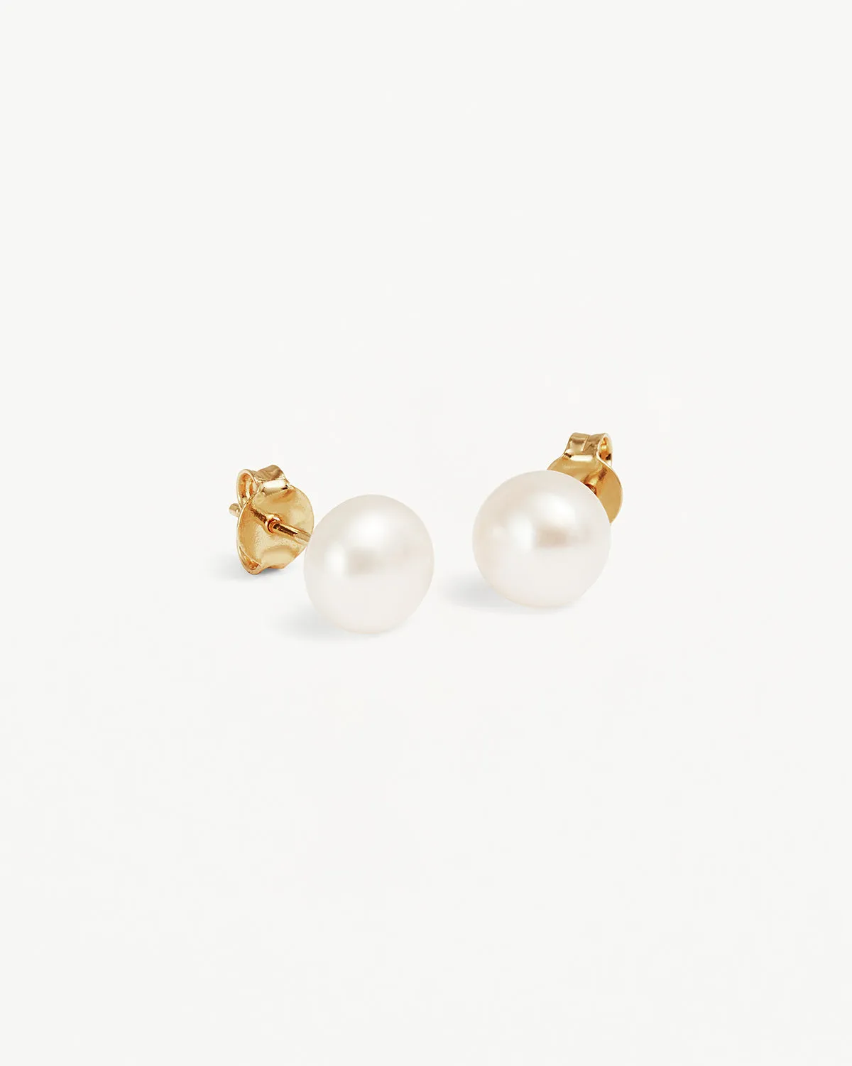 18k Gold Vermeil Floating On Air Pearl Stud Earrings - 8mm Bycharlotte