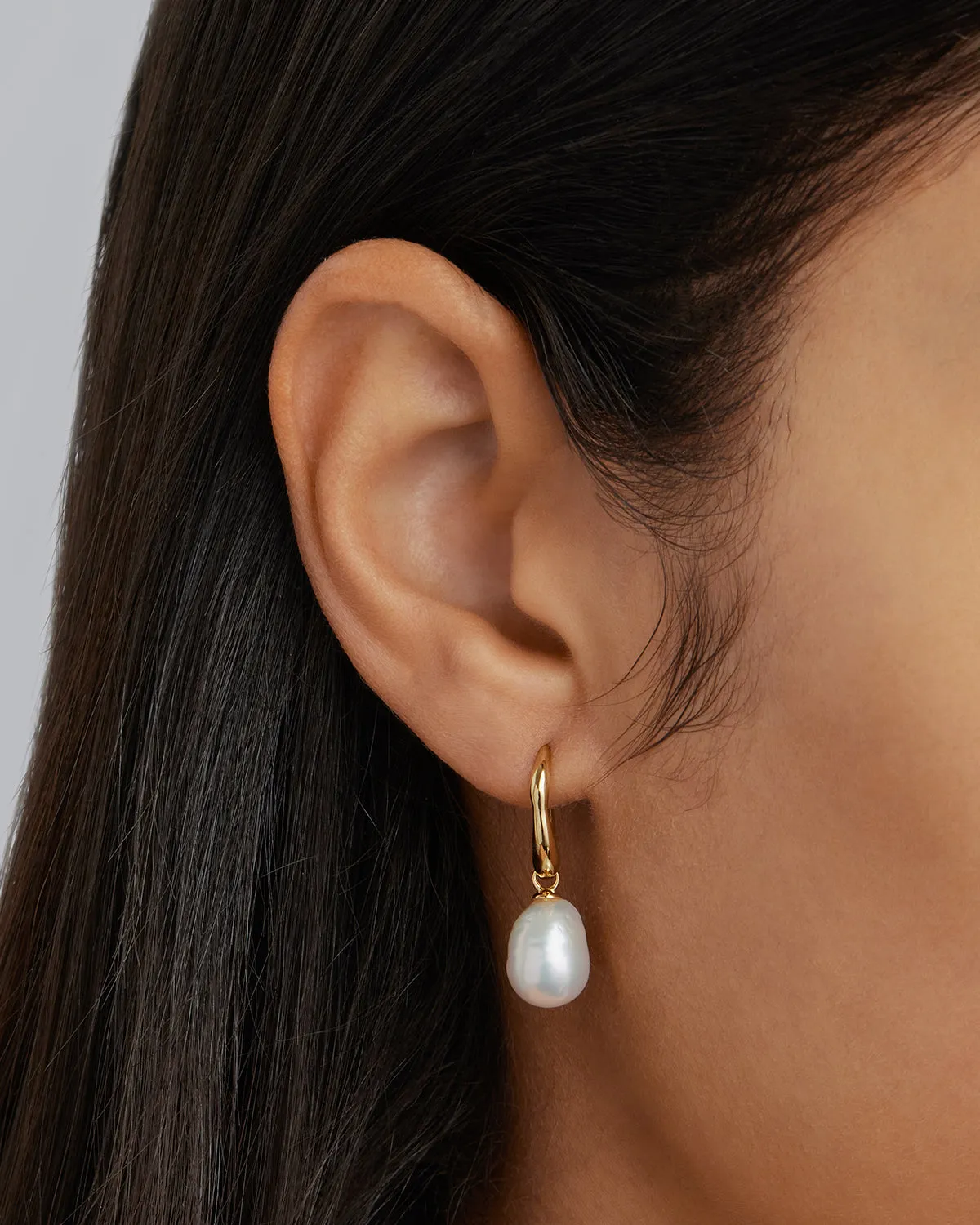 18k Gold Vermeil Harmony Pearl Hook Earrings Bycharlotte