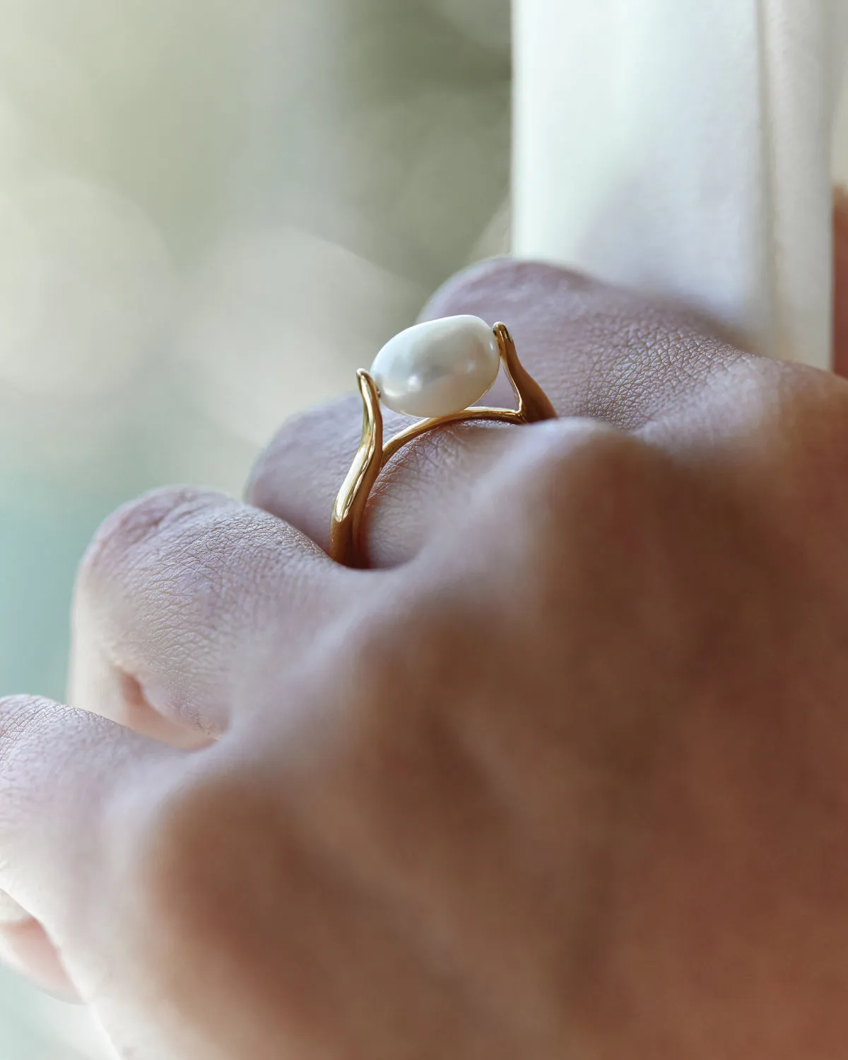 18k Gold Vermeil Harmony Pearl Ring Bycharlotte