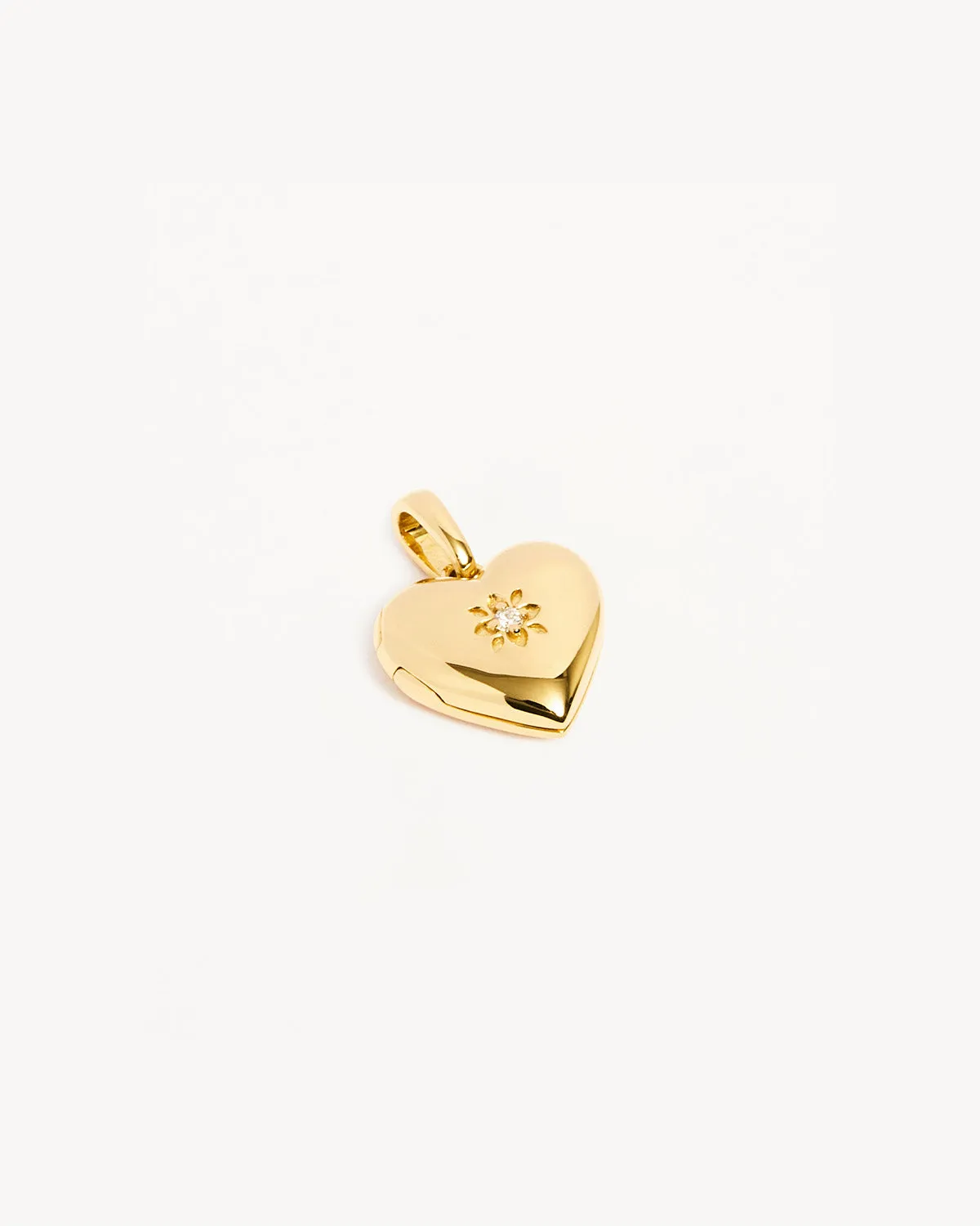 18k Gold Vermeil Heart Lotus Locket Pendant Bycharlotte