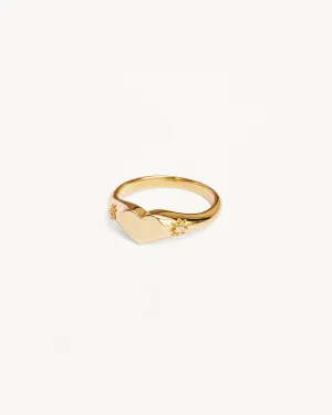 18k Gold Vermeil Heart Signet Ring Bycharlotte