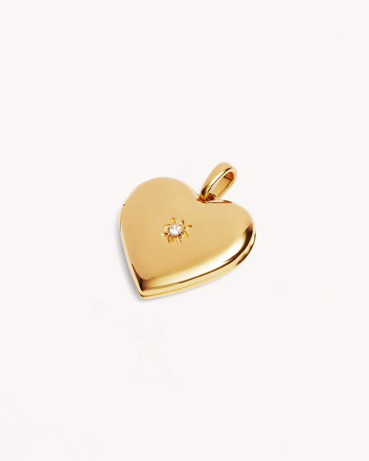 18k Gold Vermeil Large Heart Lotus Locket Pendant Bycharlotte
