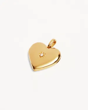 18k Gold Vermeil Large Heart Lotus Locket Pendant Bycharlotte
