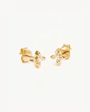 18k Gold Vermeil Live in Light Stud Earrings Bycharlotte