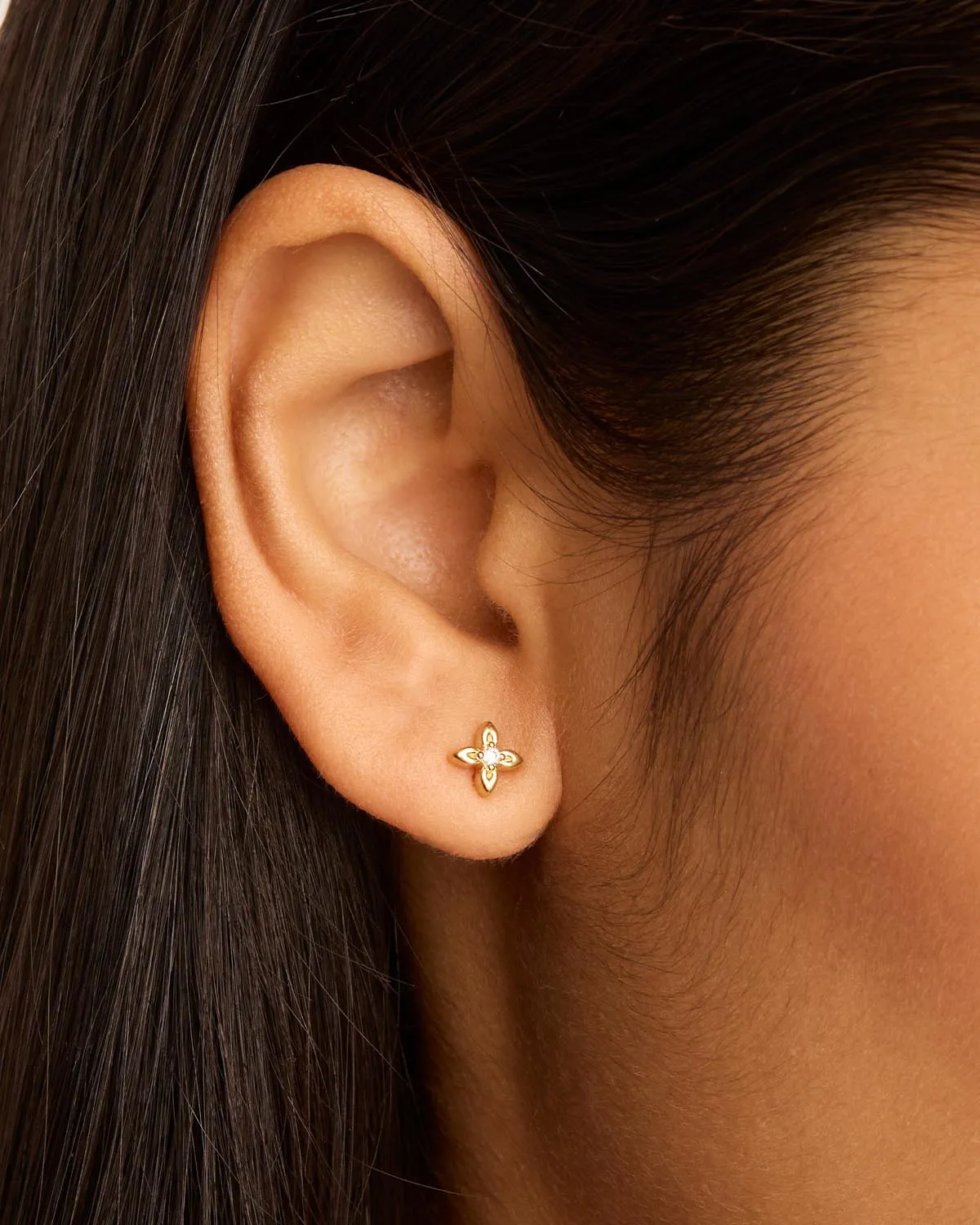 18k Gold Vermeil Live in Light Stud Earrings Bycharlotte