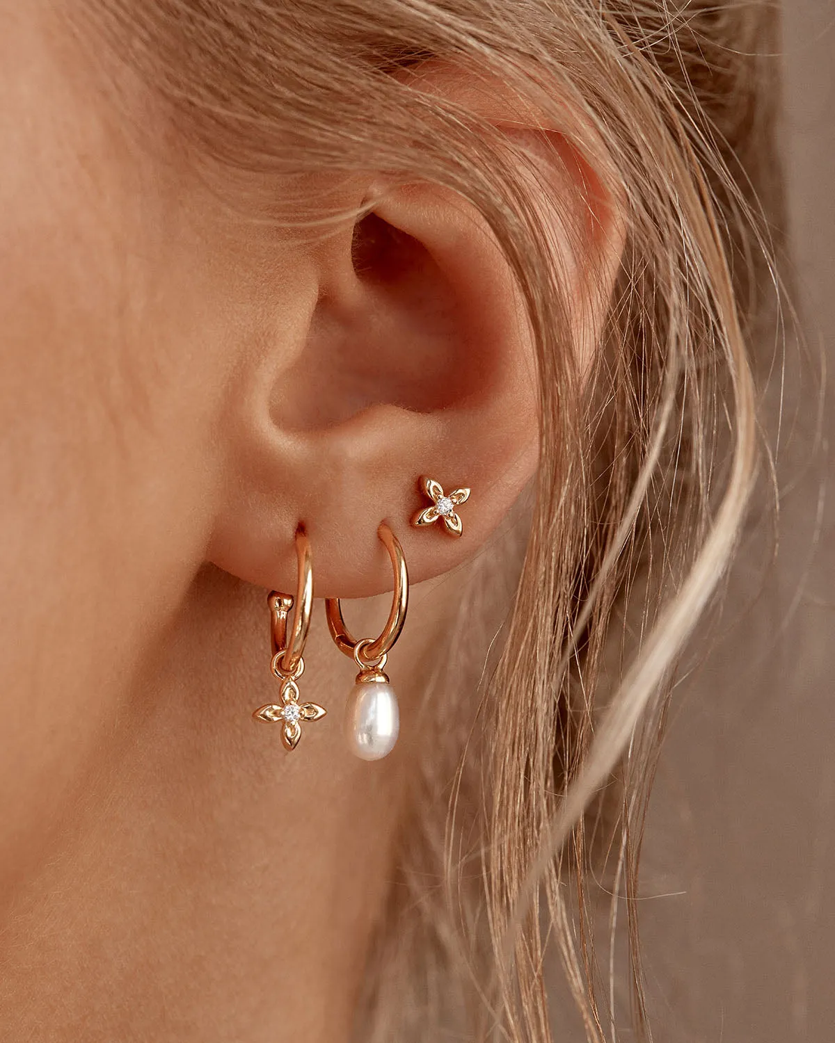 18k Gold Vermeil Live in Light Stud Earrings Bycharlotte