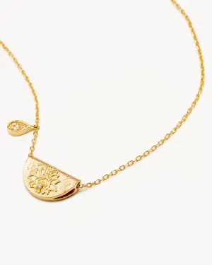 18k Gold Vermeil Lotus Birthstone Necklace - April - White Topaz Bycharlotte