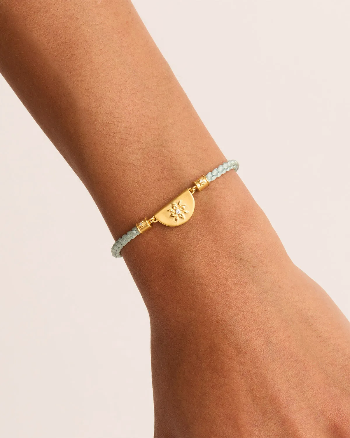 18k Gold Vermeil Lotus Blue Silk Cord Bracelet Bycharlotte