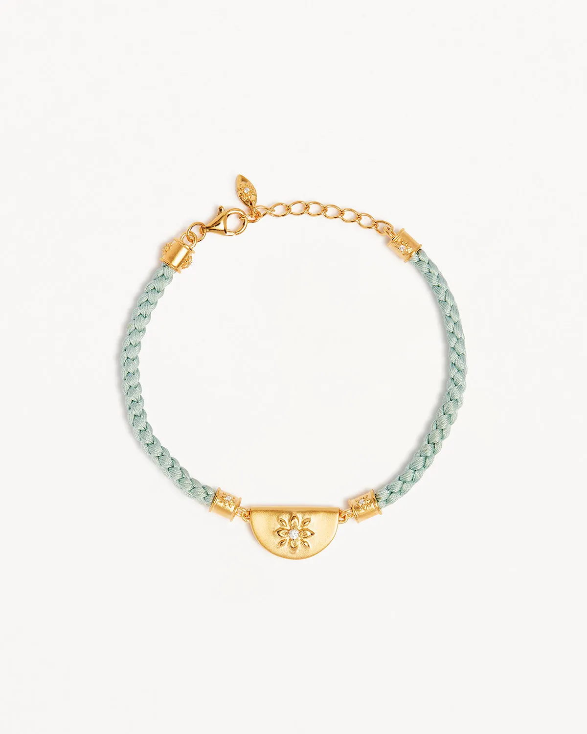 18k Gold Vermeil Lotus Blue Silk Cord Bracelet Bycharlotte