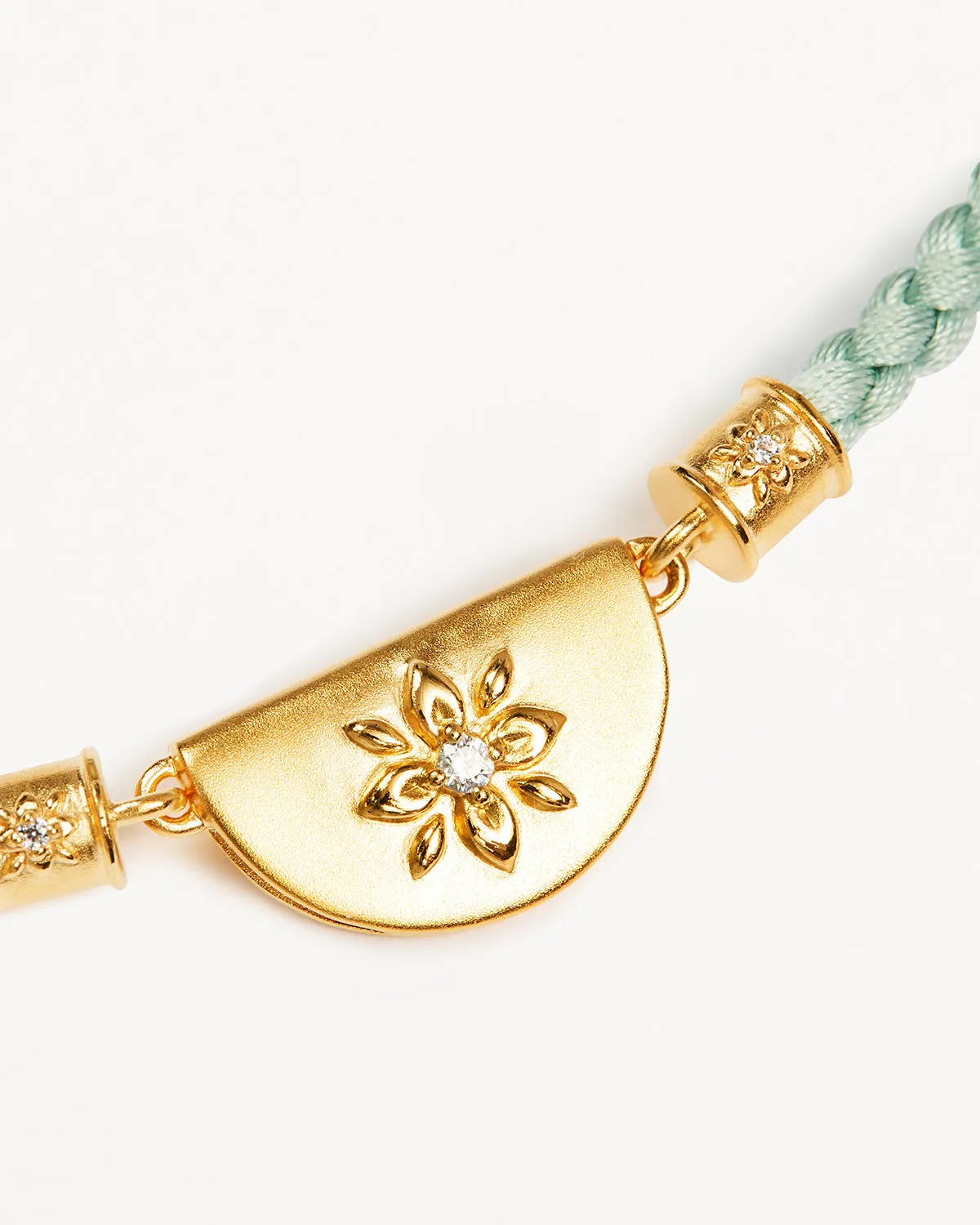 18k Gold Vermeil Lotus Blue Silk Cord Bracelet Bycharlotte