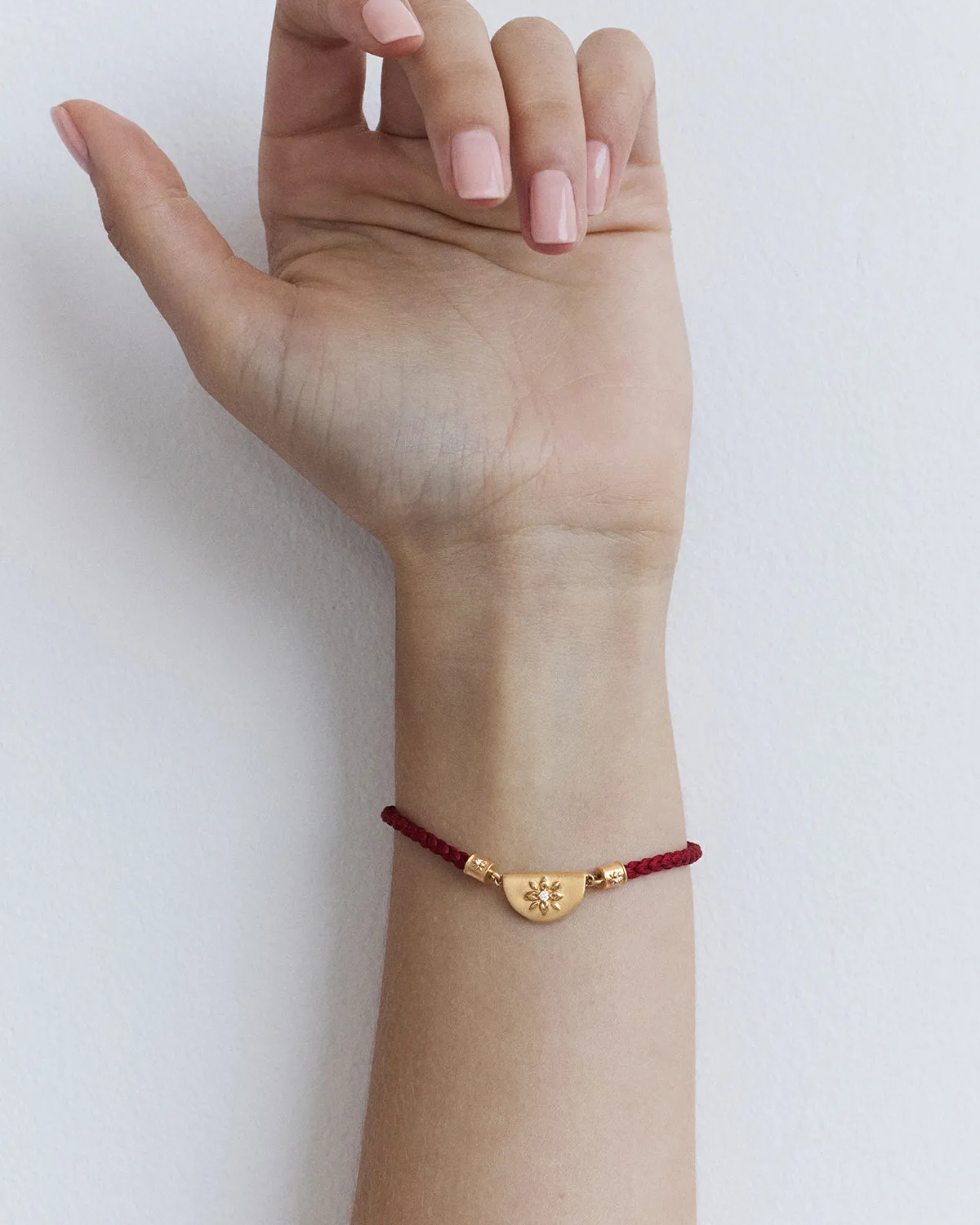 18k Gold Vermeil Lotus Red Silk Cord Bracelet Bycharlotte