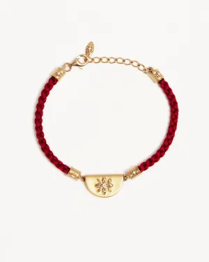 18k Gold Vermeil Lotus Red Silk Cord Bracelet Bycharlotte