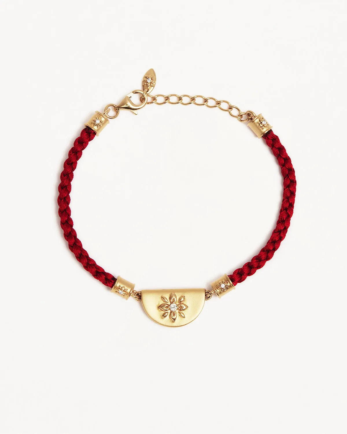 18k Gold Vermeil Lotus Red Silk Cord Bracelet Bycharlotte