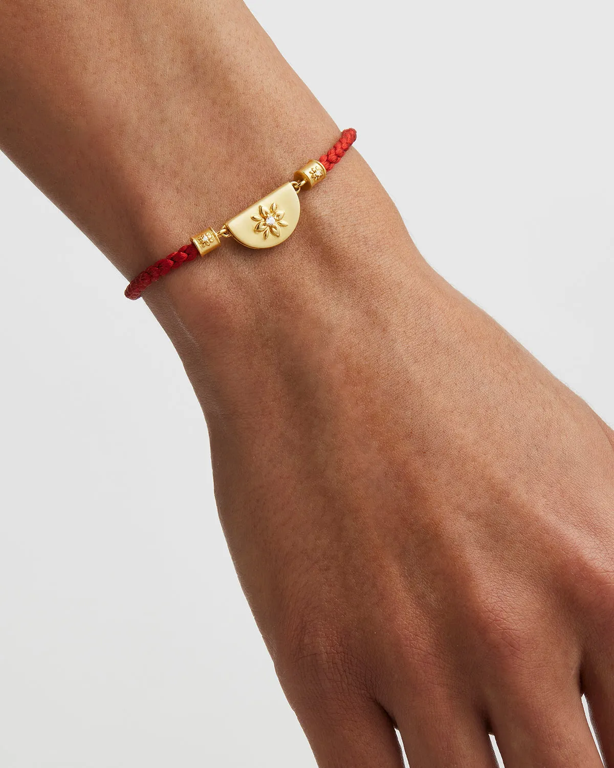 18k Gold Vermeil Lotus Red Silk Cord Bracelet Bycharlotte