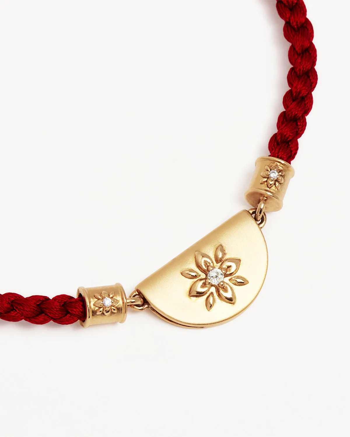 18k Gold Vermeil Lotus Red Silk Cord Bracelet Bycharlotte