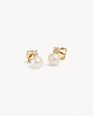 18k Gold Vermeil Moments With You Pearl Stud Earrings - 6mm Bycharlotte