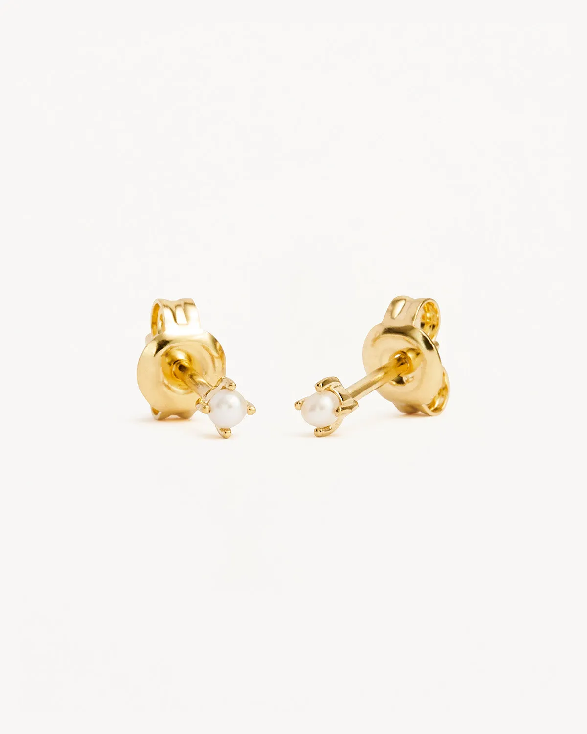 18k Gold Vermeil Moonlight Pearl Stud Earrings Bycharlotte