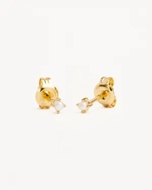 18k Gold Vermeil Moonlight Pearl Stud Earrings Bycharlotte