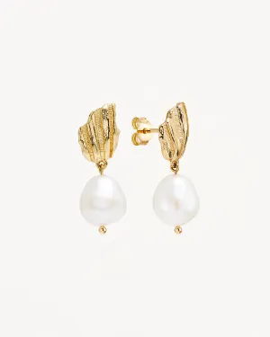 18k Gold Vermeil Moonlit Tides Pearl Drop Earrings Bycharlotte