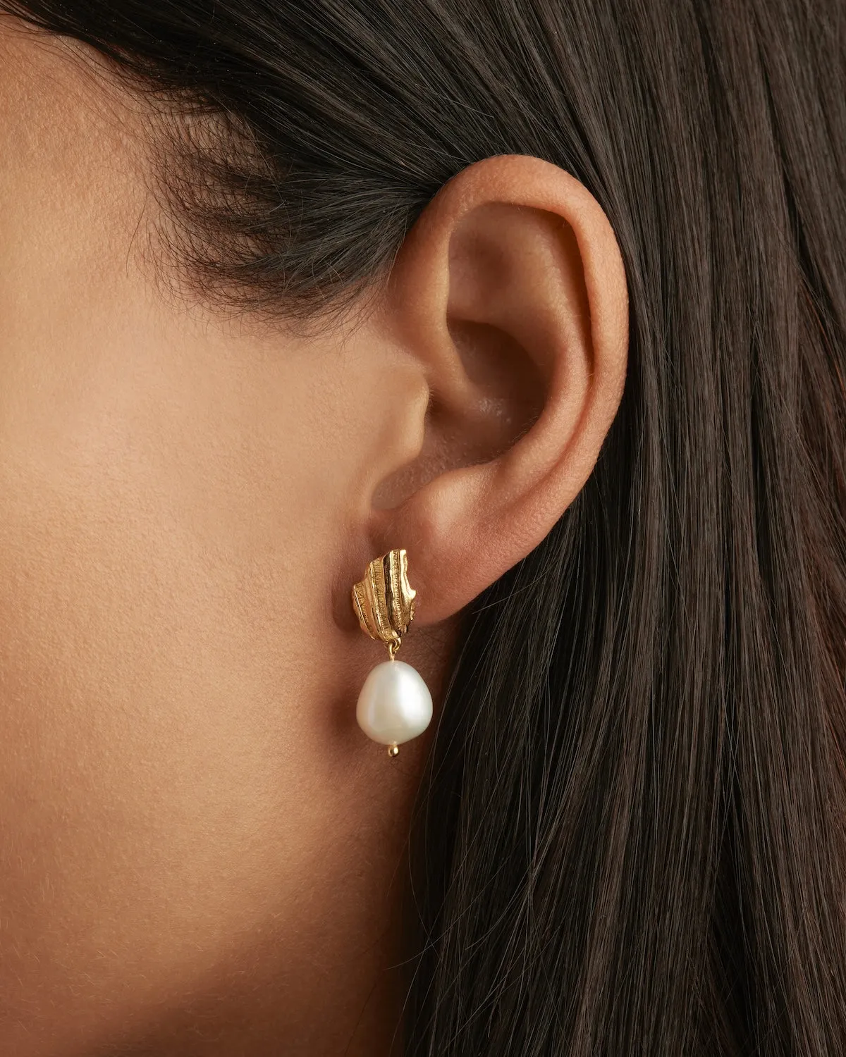 18k Gold Vermeil Moonlit Tides Pearl Drop Earrings Bycharlotte