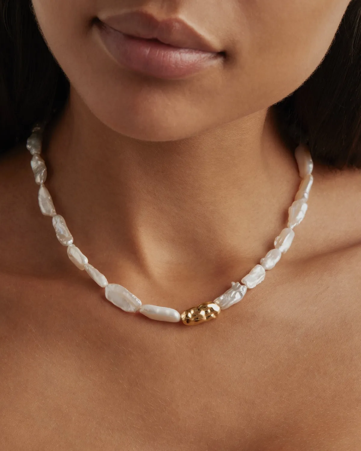 18k Gold Vermeil Peace Within Pearl Choker Bycharlotte