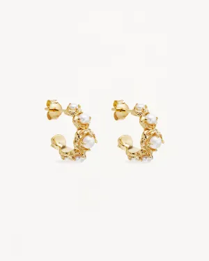 18k Gold Vermeil Peace Within Pearl Hoops Bycharlotte